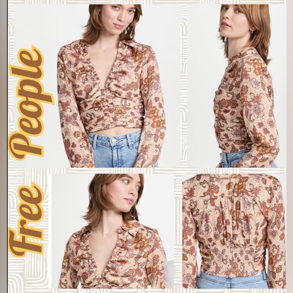 NWT Free People I got you babe ruched top in vintage combo
